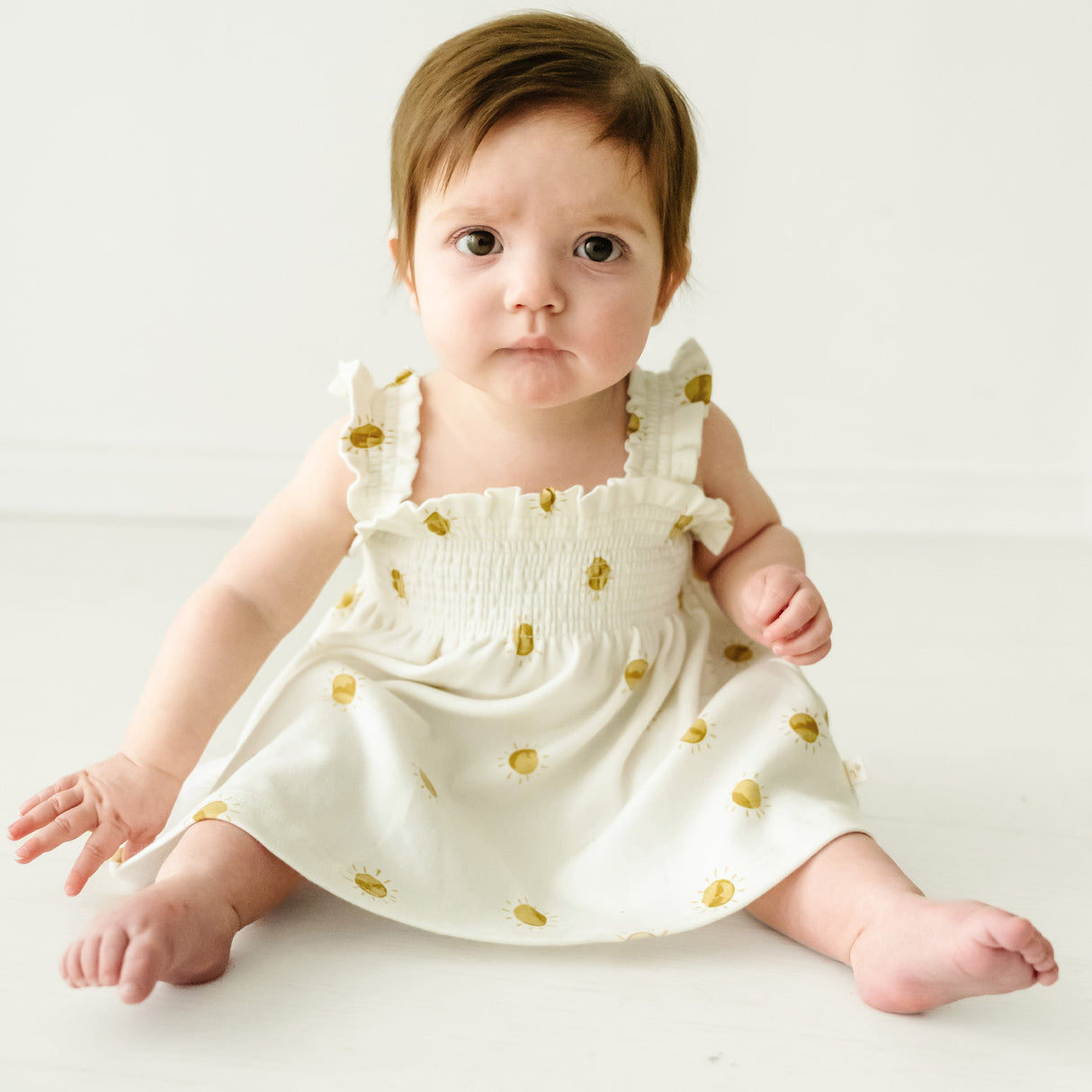 Organic Baby Girls Smocked Dress - Sunshine