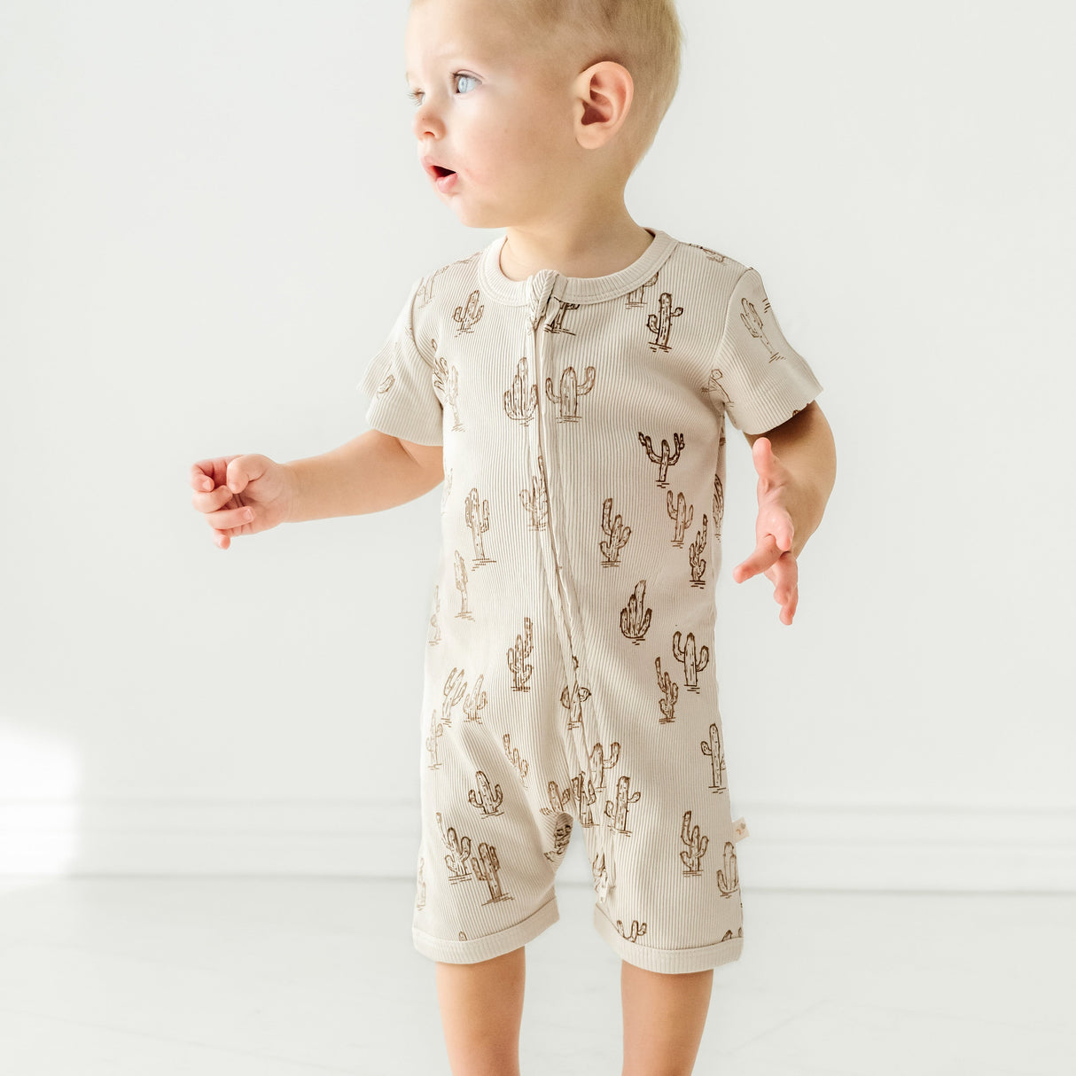 Organic Baby Short Zip Romper - Cactus