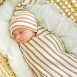 Organic Baby Baby Swaddle Blanket & Hat - Stripes