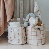 Handmade Canvas Storage Basket Pom Pom - Taupe