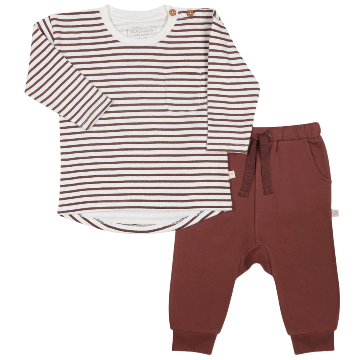 Organic Long Sleeve Tee & Pant Set - Plum Stripes