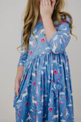 Blue Moon 3/4 Sleeve Pocket Twirl Dress