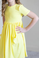 Yellow S/S Pocket Twirl Dress