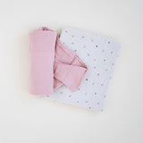 2 Pack Cotton Muslin Swaddle Blanket - Garden Flower (Pink) - HoneyBug 