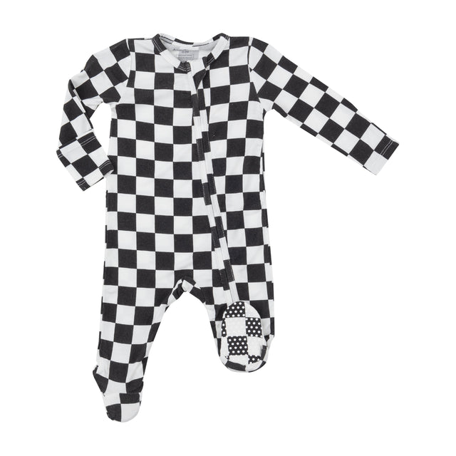 2 Way Zipper Footie - Checkerboard - HoneyBug 