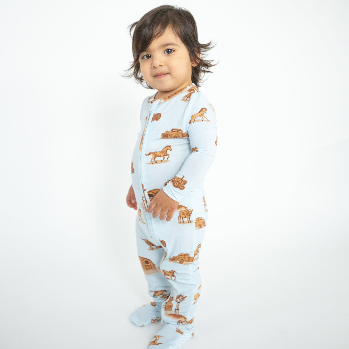 2 Way Zipper Footie - Cowboy Ranch - HoneyBug 