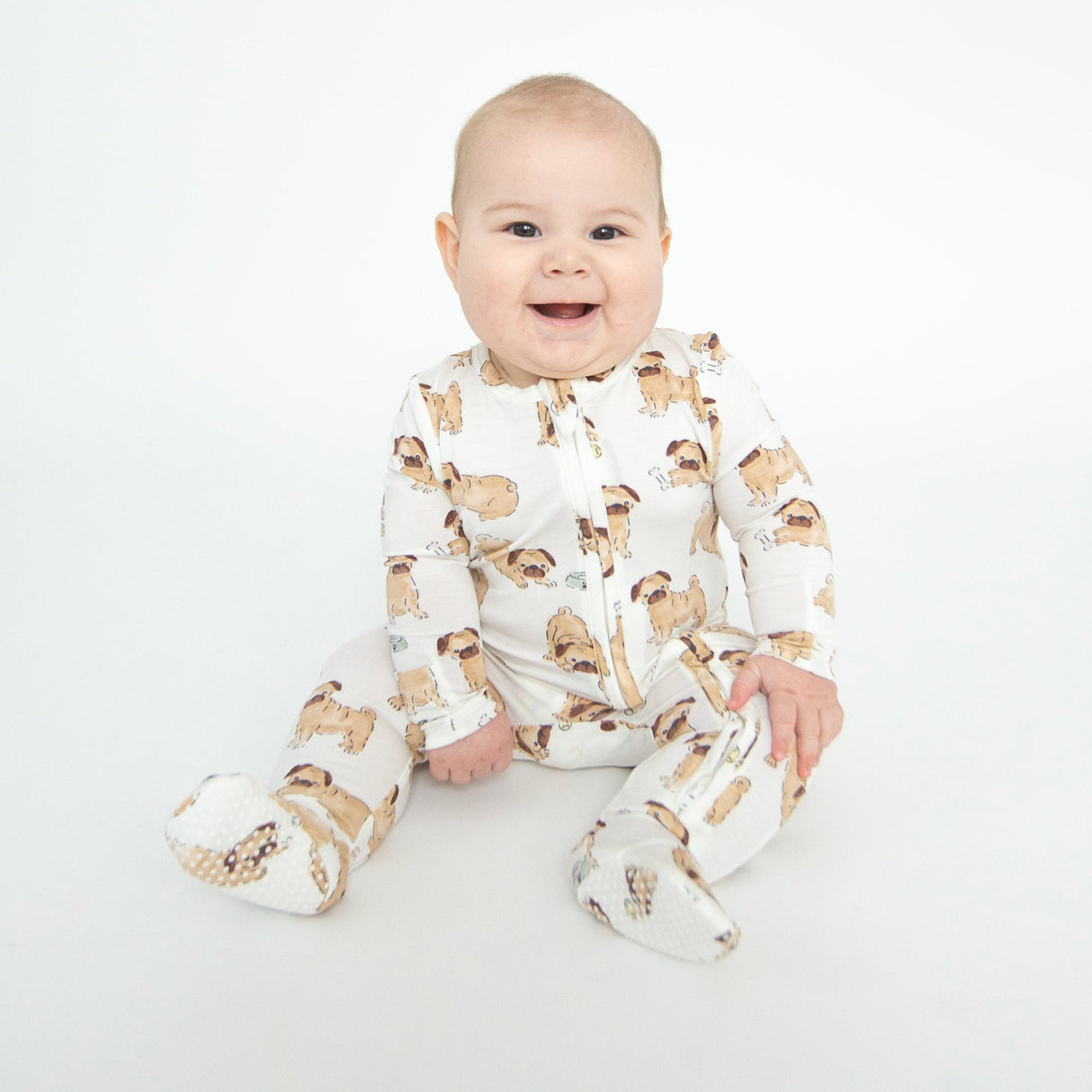 2 Way Zipper Footie - Pugs - HoneyBug 