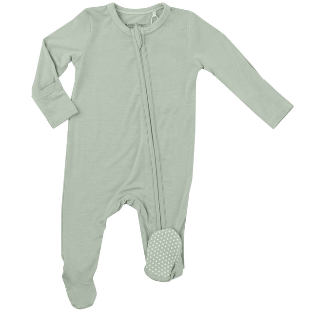 2 Way Zipper Footie - Seafoam Green Solid - HoneyBug 