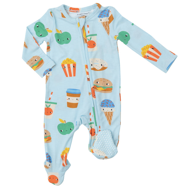 2 Way Zipper Footie - Send Snacks Blue - HoneyBug 