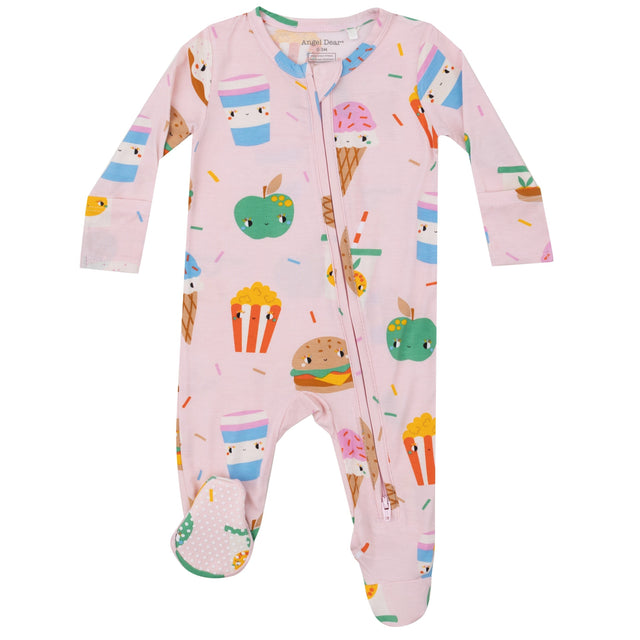 2 Way Zipper Footie - Send Snacks Pink - HoneyBug 