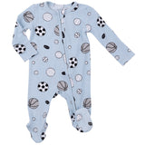 2 Way Zipper Footie - Sports Ball Blue - HoneyBug 