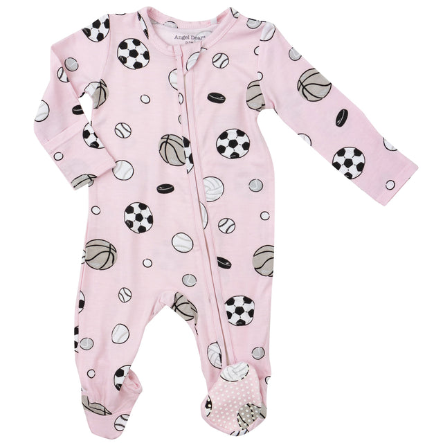 2 Way Zipper Footie - Sports Ball Pink - HoneyBug 