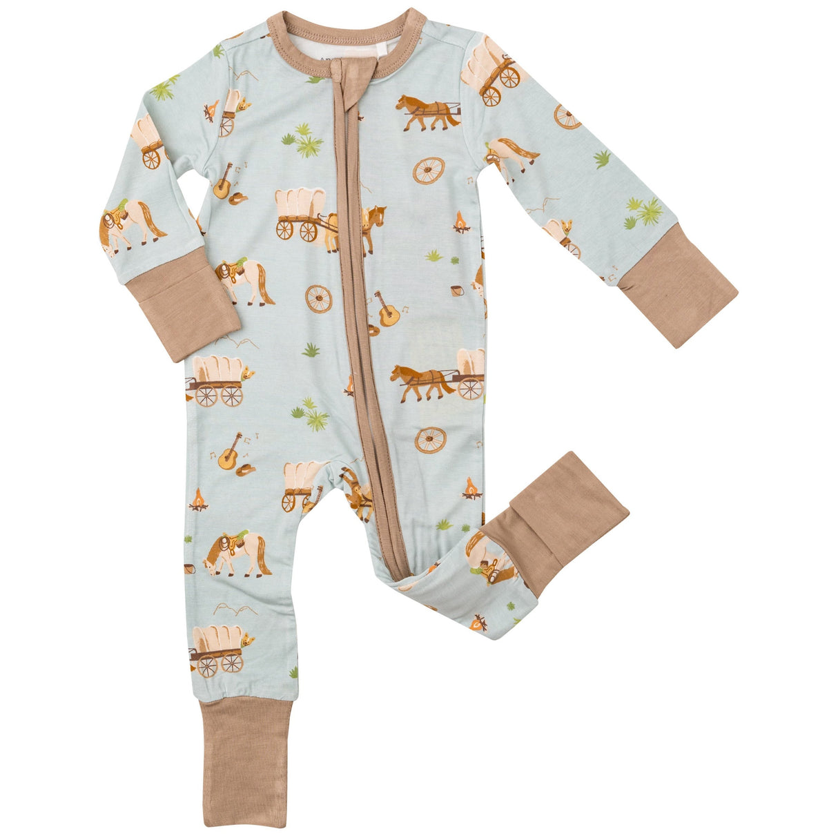 2 Way Zipper Romper - Covered Wagon - HoneyBug 