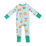 2 Way Zipper Romper - Send Snacks Blue - HoneyBug 