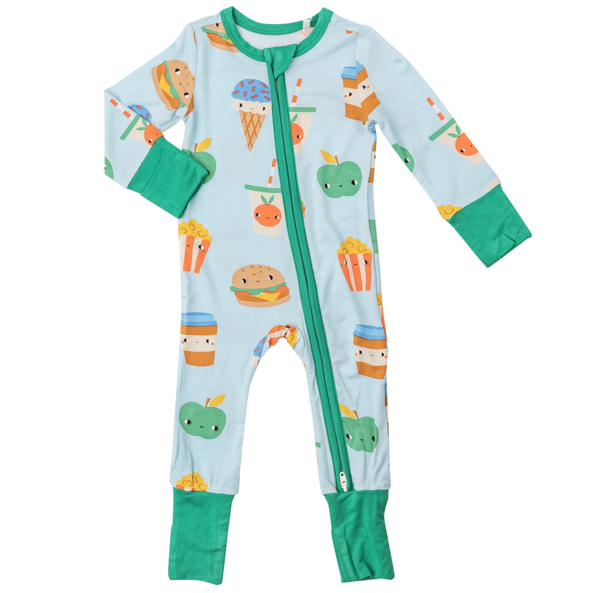 2 Way Zipper Romper - Send Snacks Blue - HoneyBug 