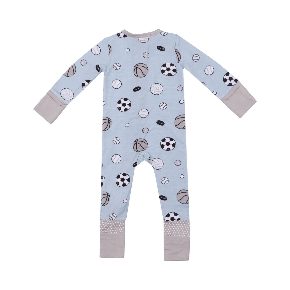 2 Way Zipper Romper - Sports Ball Blue - HoneyBug 