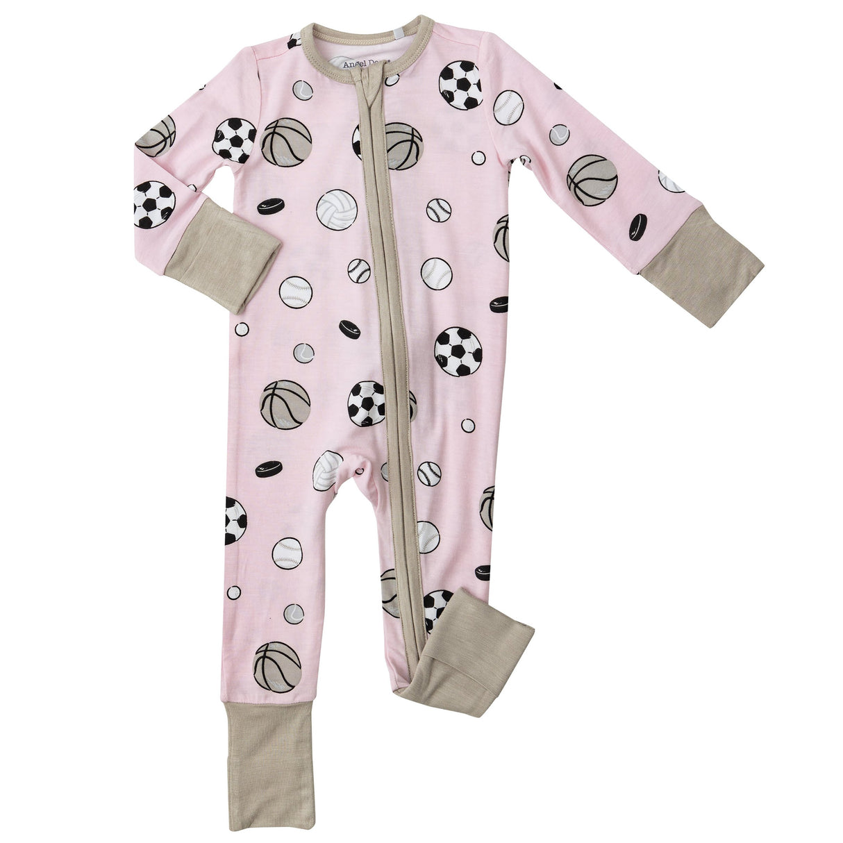 2 Way Zipper Romper - Sports Ball Pink - HoneyBug 