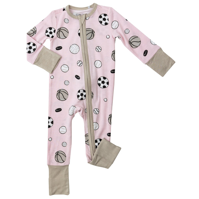 2 Way Zipper Romper - Sports Ball Pink - HoneyBug 