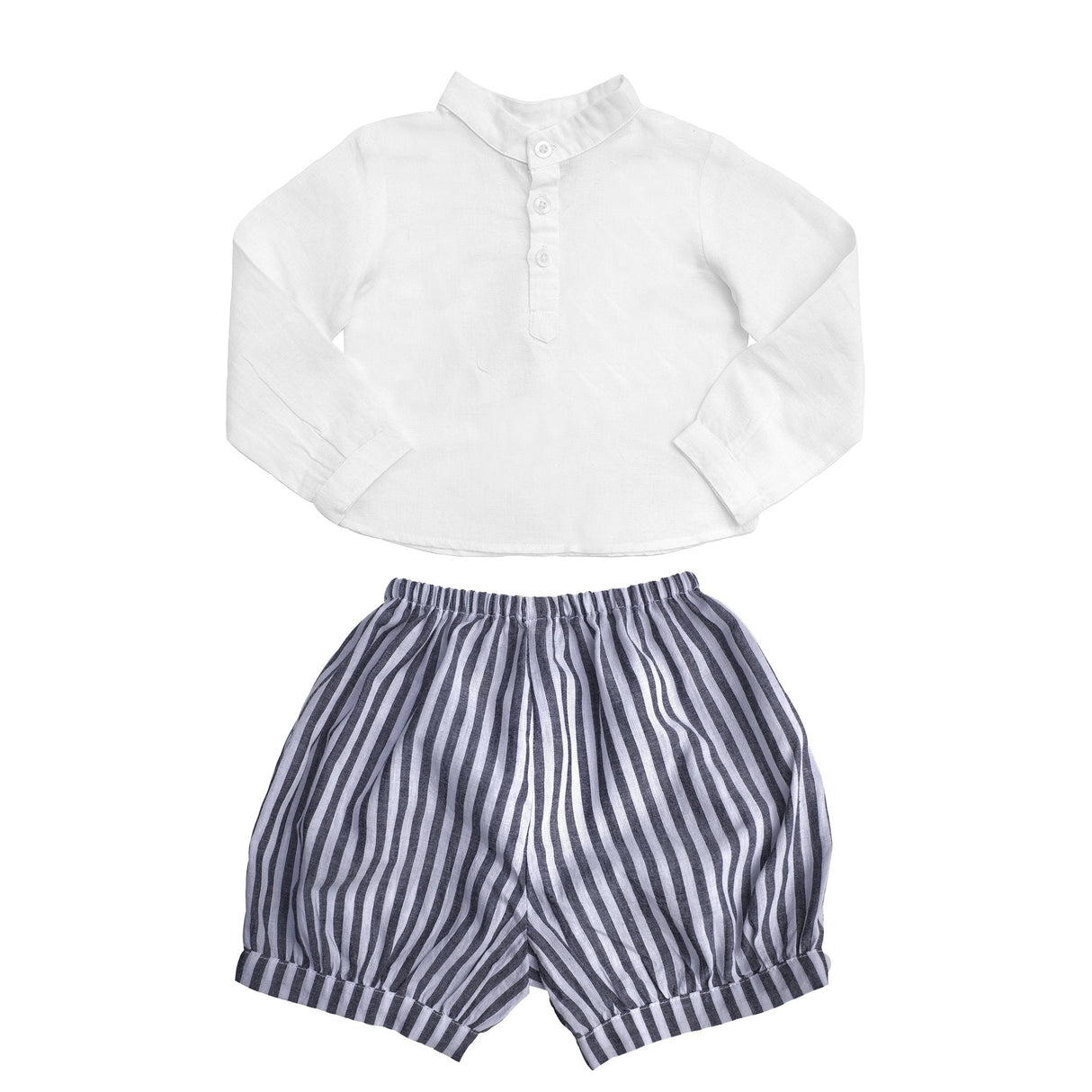Gift set | boys white shirt and Harbor Island stripe short - HoneyBug 