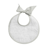 Heart monogram newborn bib | French grey linen - HoneyBug 