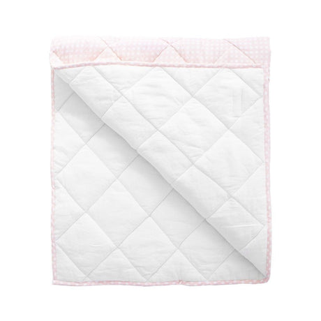 Play mat | dusty pink gingham and white linen, reversible - HoneyBug 