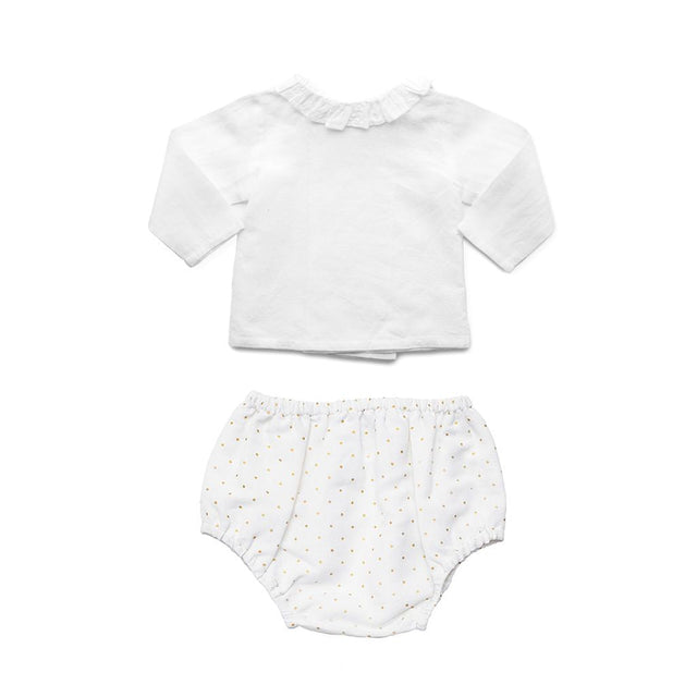 Gift set | gold spot bloomer and white linen blouse - HoneyBug 