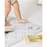 Monogrammed  Play mat | grey gingham and white linen - HoneyBug 