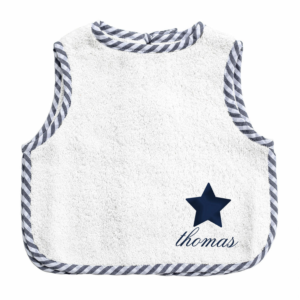 Monogrammed Apron bib | Harbor Island stripe - HoneyBug 