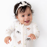 Cow Zippered Footie - HoneyBug 