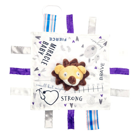 Brave Lion 10x10 NICU Baby Lovey - HoneyBug 