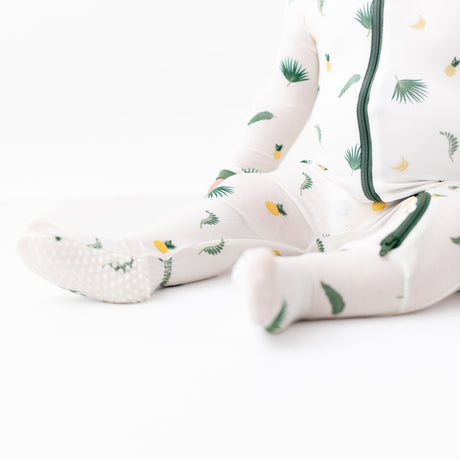 Tropical Palms Zippered Footie - HoneyBug 