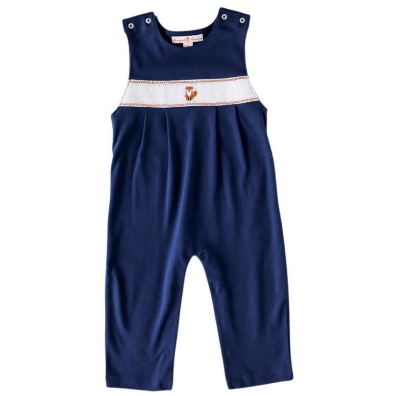 Navy Fox Smocked Romper