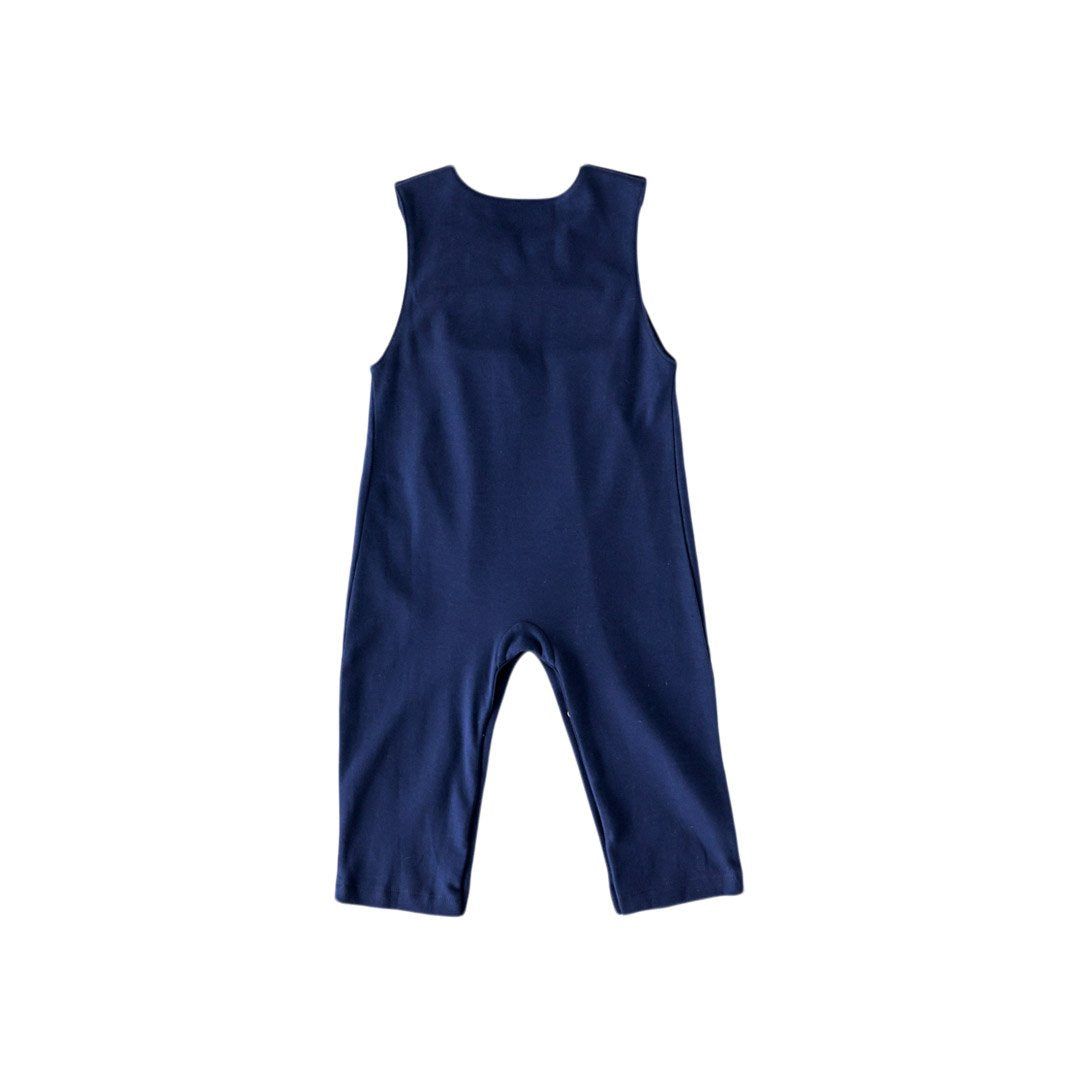 Navy Fox Smocked Romper