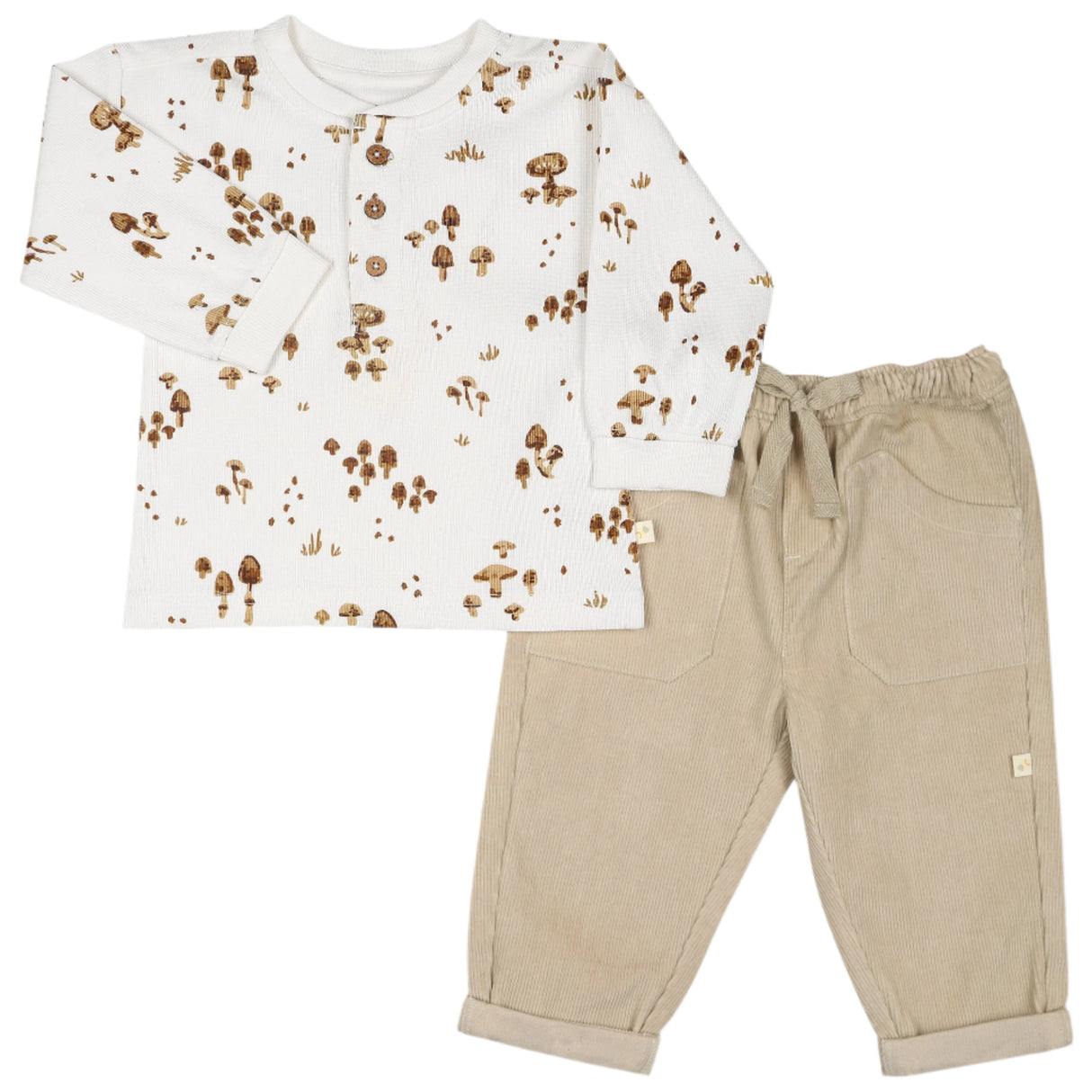 Organic Tee and Corduroy Pant Set - Oat