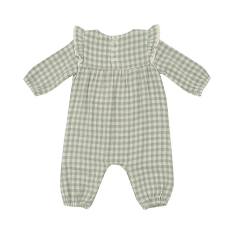 Ruffle Sleeve Romper - Mini Green Gingham