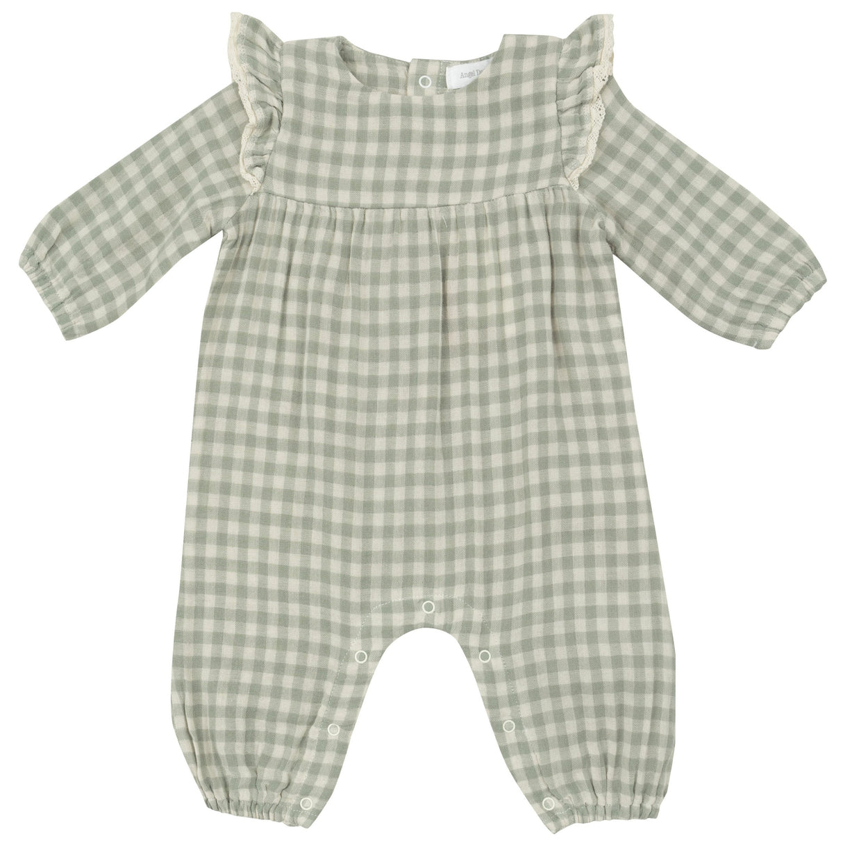 Ruffle Sleeve Romper - Mini Green Gingham