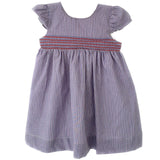 French Pinstripe Smocked Dress