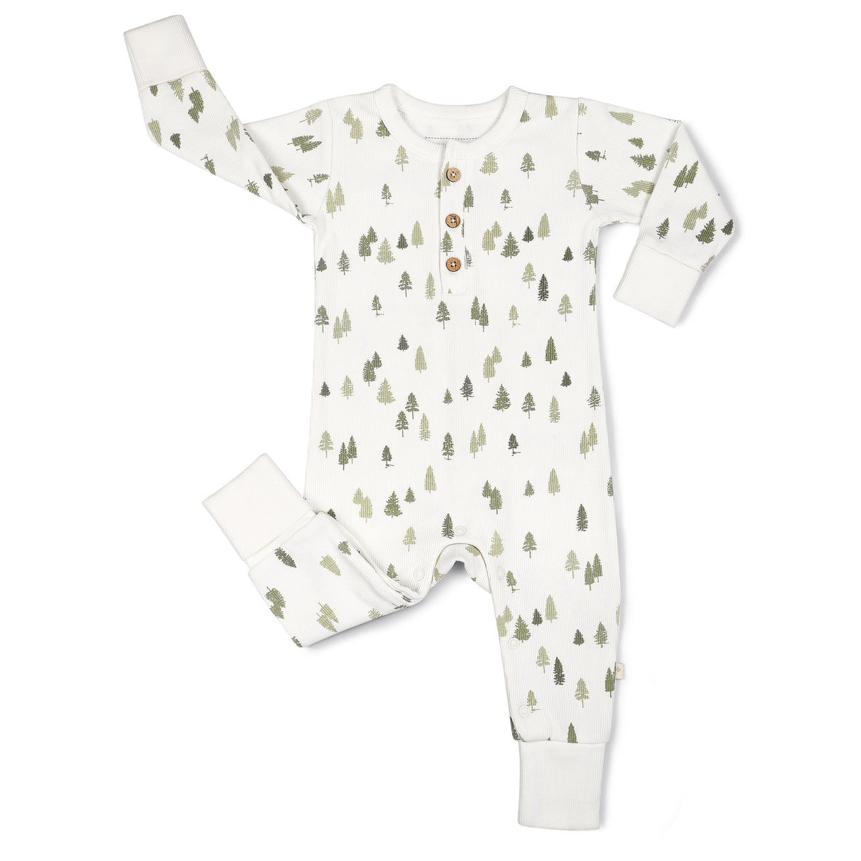 Organic Button Romper - Alpine