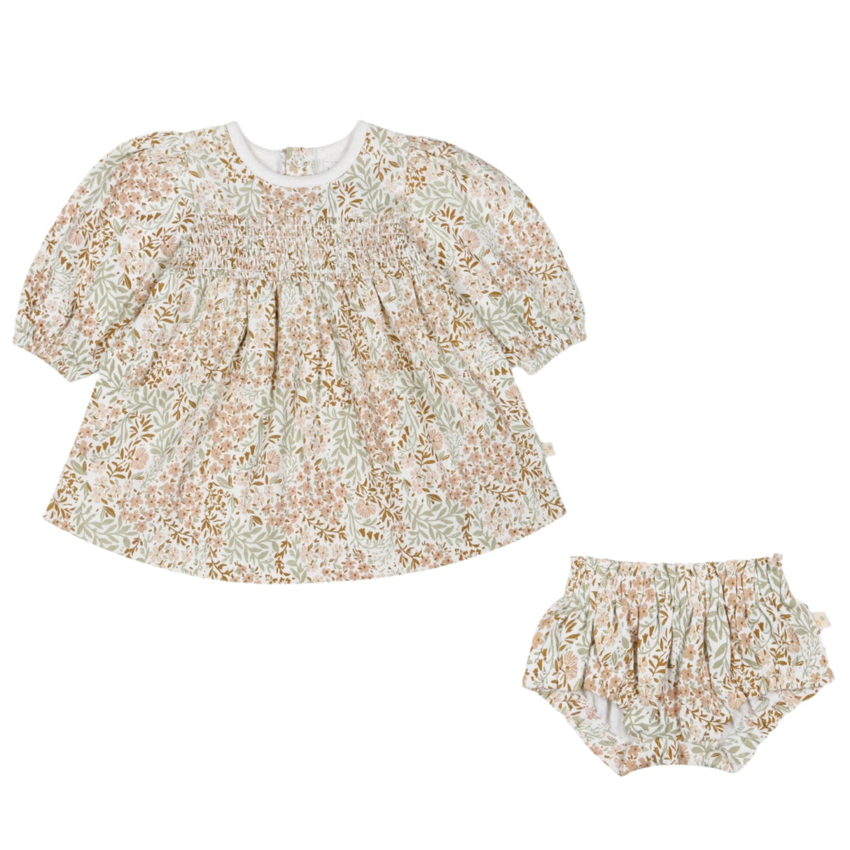 Organic Smocked Dress - Gardenia