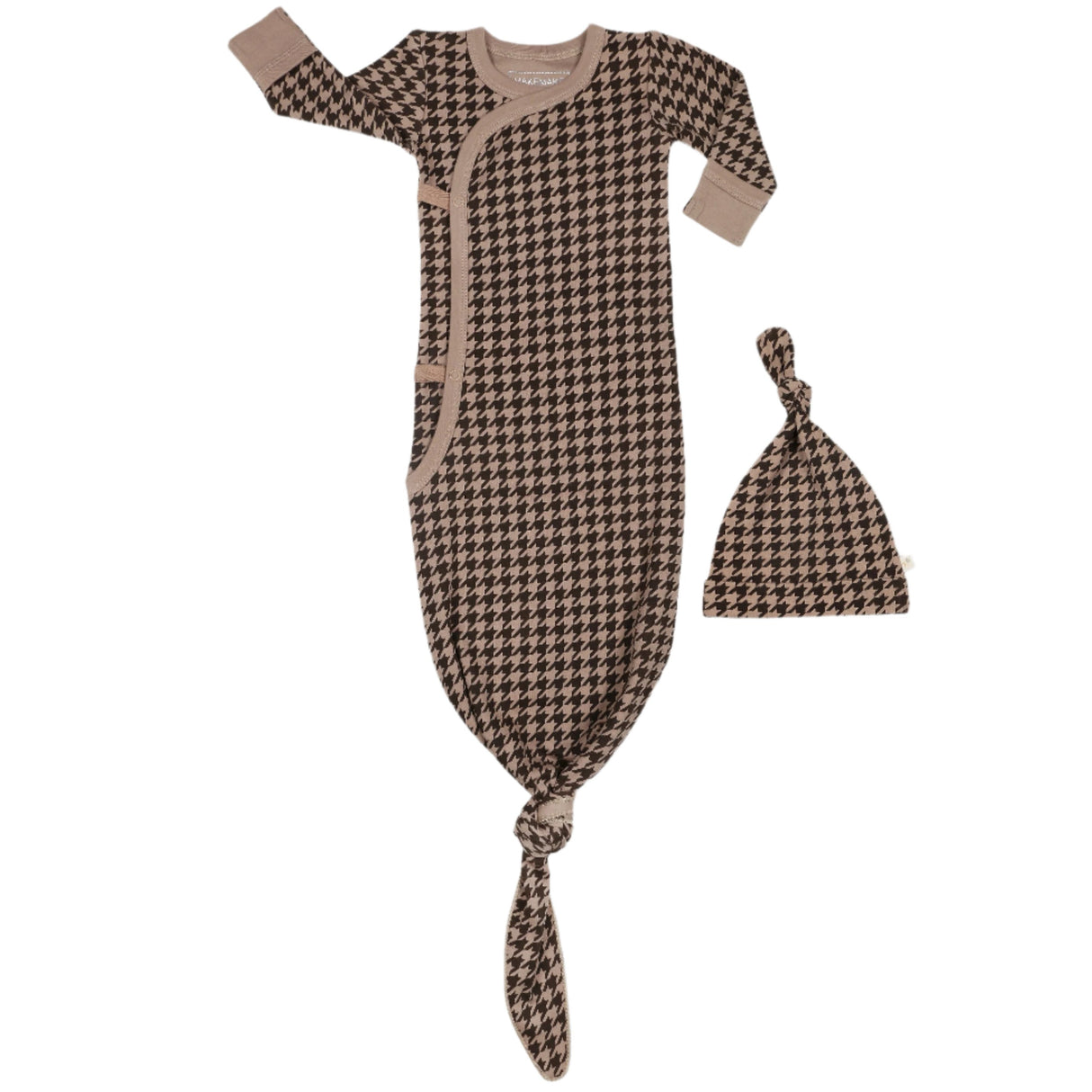 Organic Kimono Knotted Sleep Gown - Houndstooth