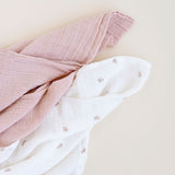 2 Pack Cotton Muslin Swaddle Blanket - Pink Pear & Solid Pink - HoneyBug 