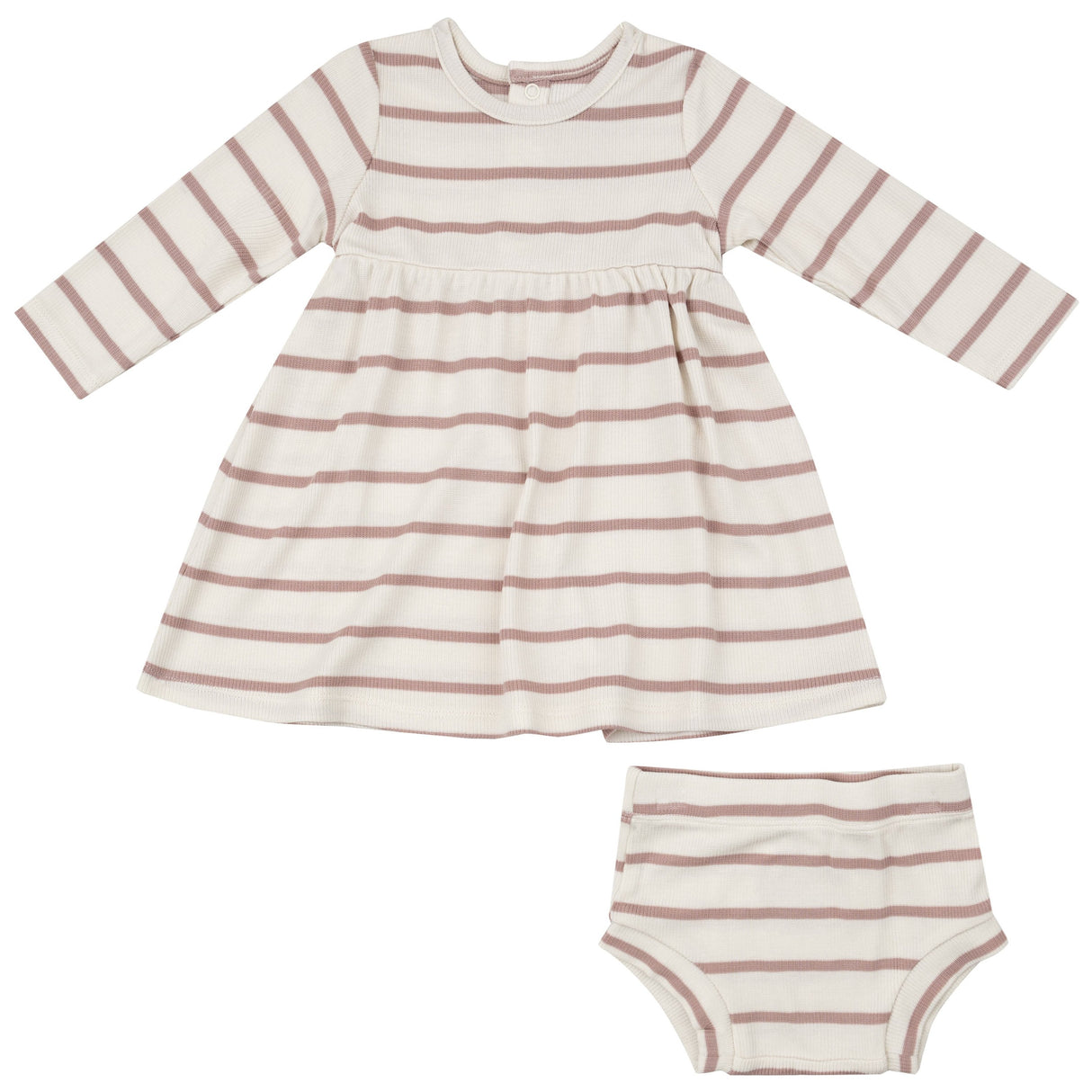 Simple Dress And Bloomer - Modal Rib French Stripe -Misty Rose