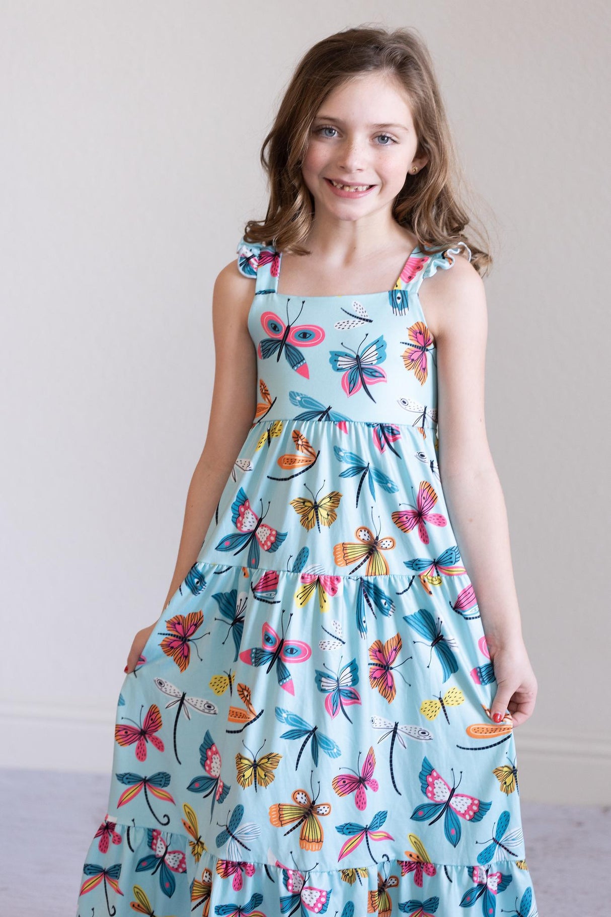 Little Flutters Ruffle Maxi Dress