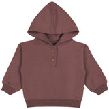 Organic Fleece Henley Hoodie - Plum