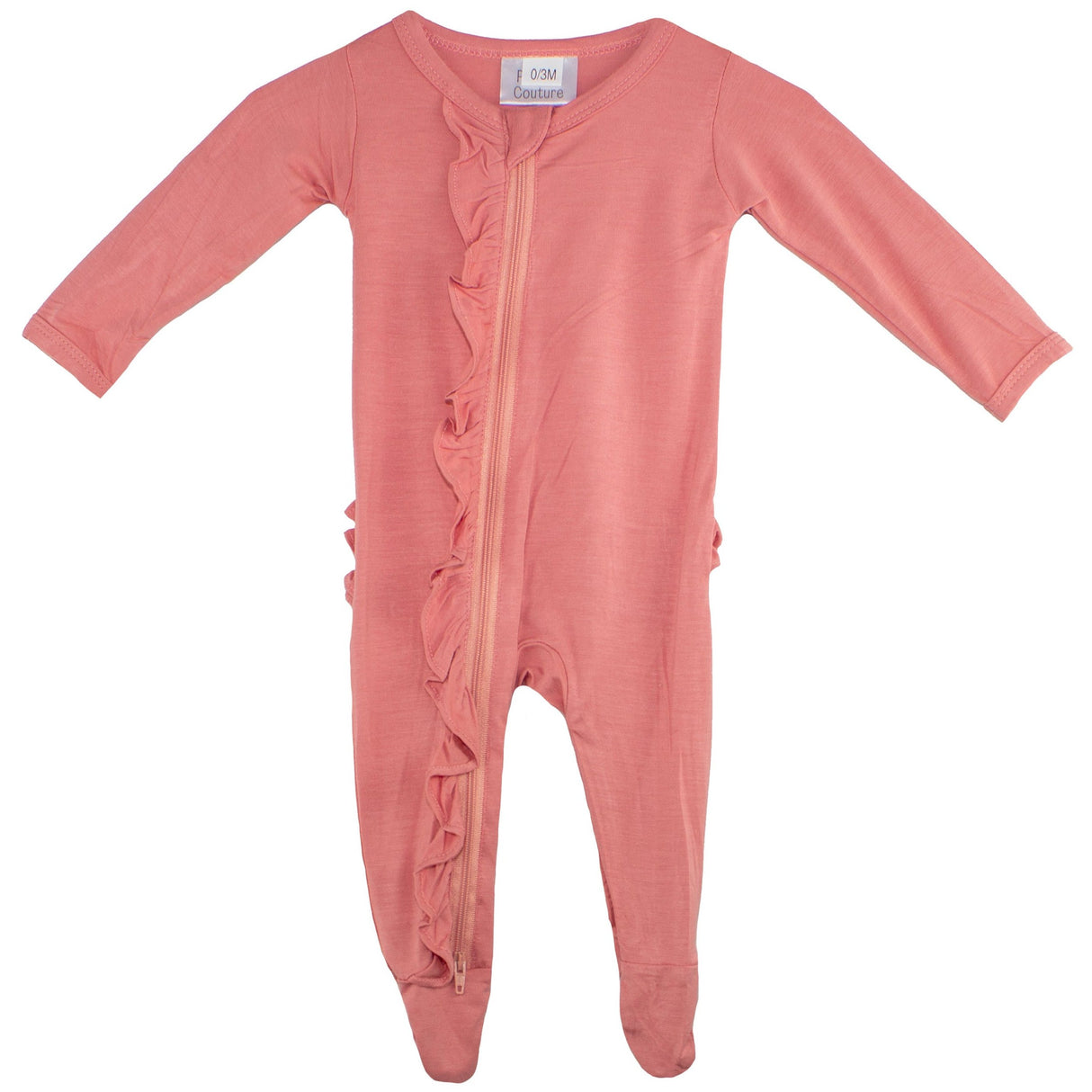 Ruffle 2 Way Zip Romper - Coral