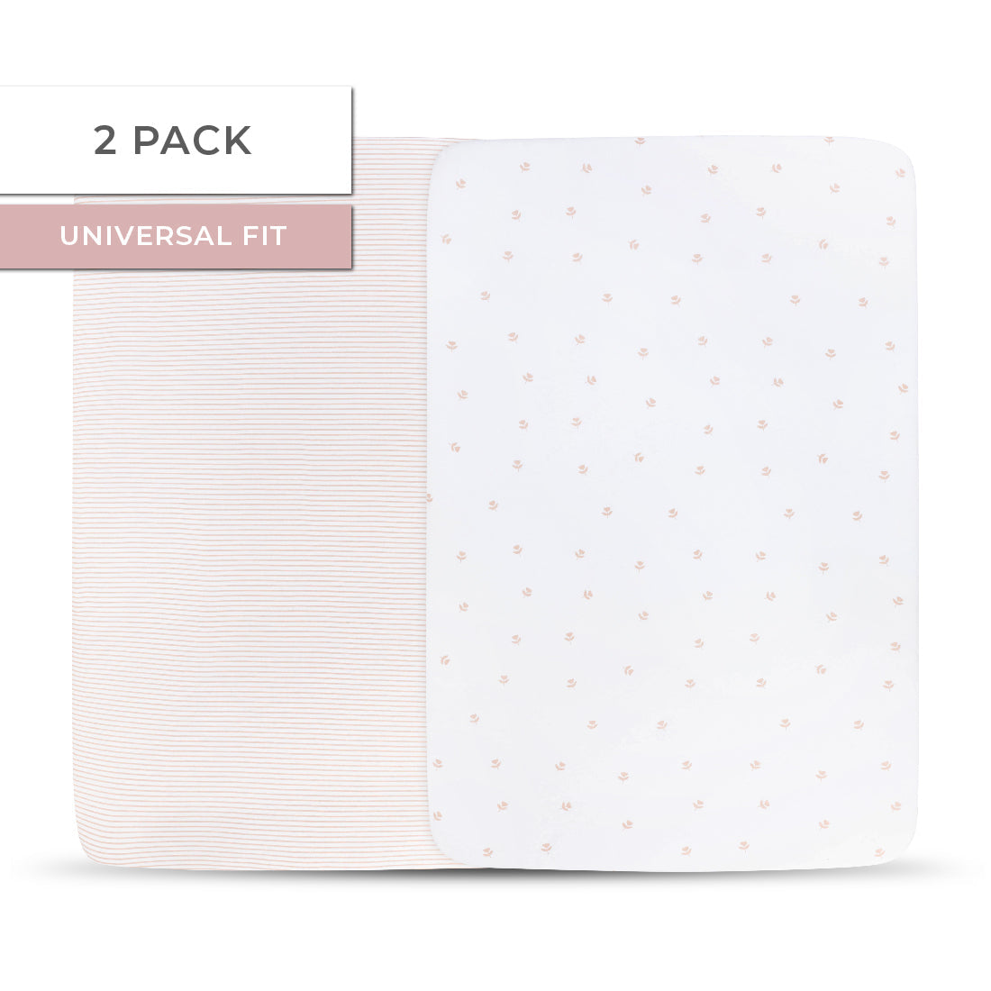 Pack N Play I Portable Crib Sheet Set - Mauve Tulip & Stripes