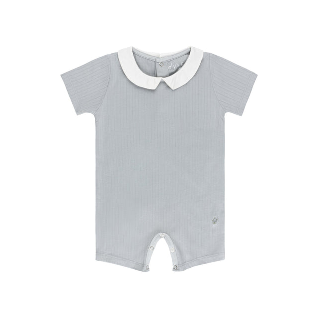 Wide Rib Cotton - Rosebud Collection- Boy Romper - HoneyBug 