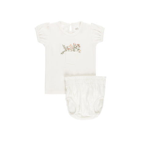 Cotton - Pocket Full of Flowers Collection Top + Bloomer - HoneyBug 