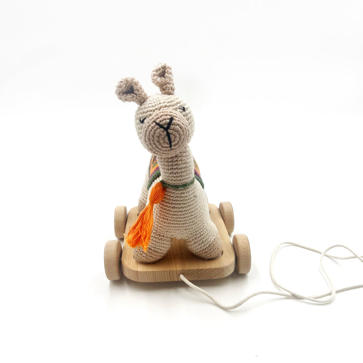 Wooden Toy with  Plush Llama - Pull Along