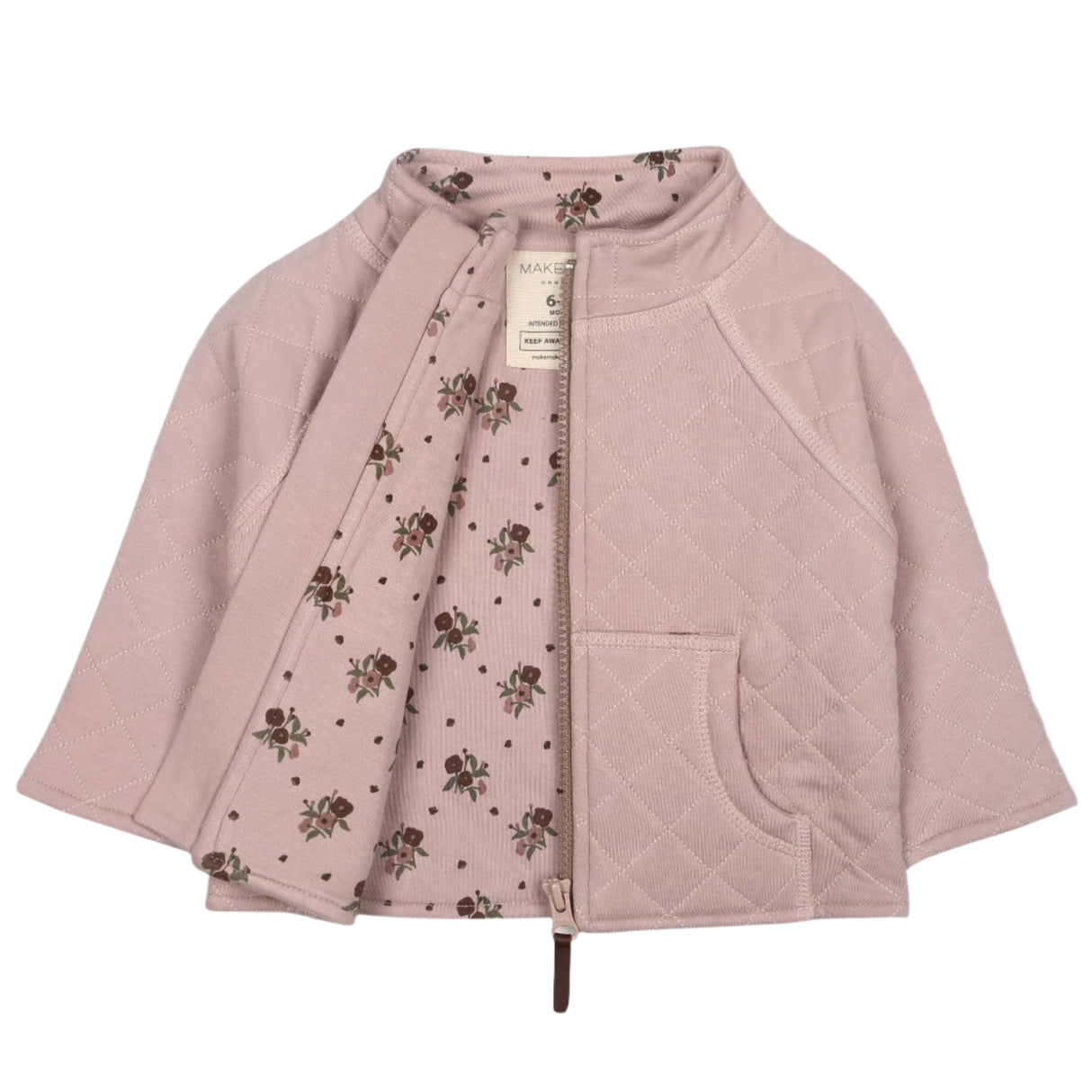 Organic Quilted Zipper Jacket - Rose